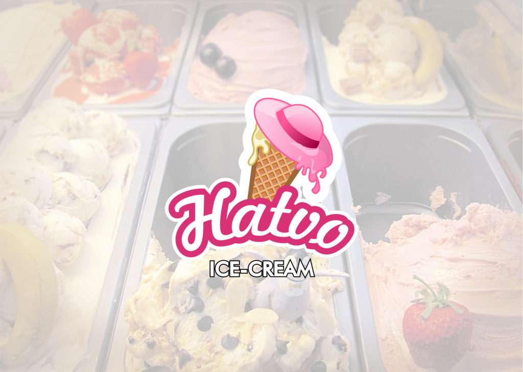 Ice-Cream parlor Logo vector illustration with icecream background
