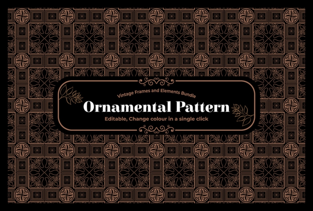 ornamental pattern vintage font bunlde